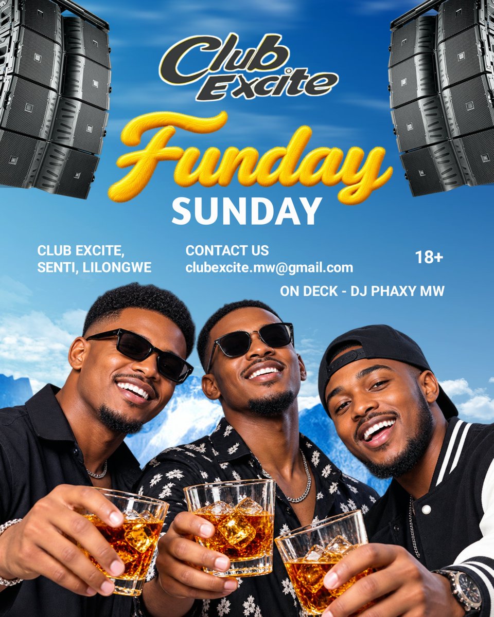 clubexcite265's tweet photo. FUNDAY SUNDAY @ CLUB EXCITE!
DJ Phaxy MW on deck
Music + vibes + good times
📍 Senti, Lilongwe
🔞 18+
Bring the crew. Let’s EXCITE Sunday!
#ClubExcite
#FundaySunday
#SundayVibes
#LilongweNightlife
#DJPhaxyMW https://t.co/dsQs3urCnV