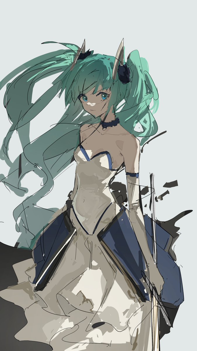 qiancanglan's tweet photo. 发下草稿，完稿不知道什么时候画完.w
少女骑士Miku
#Miku #初音未来 https://t.co/EkadwQUjQP