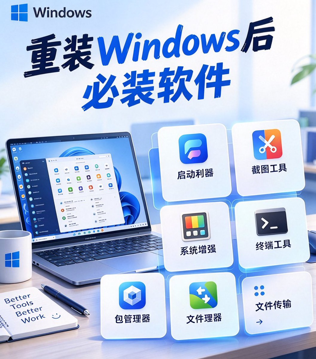 aoteman1can's tweet photo. Windows 重装完最烦的，其实是“接下来该装什么”😂

GitHub 上这个 best-windows-apps，直接把 Windows 常用软件按用途整理好了，装机照着挑就行。
Flow Launcher、Snipaste、PowerToys，还有 Windows Terminal、Scoop、WinSCP 等开发工具，基本都能到。
不用到处翻软件，按需求抄作业就完事👇
🔗 https://t.co/OLn1MLoFZS