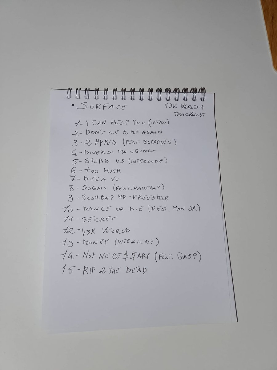 emanuelrusso583's tweet photo. Y3K WORLD + TRACKLIST - SURFACE
Part of the tracklist has been revealed; I'll reveal the full tracklist in a few months.
Thanks to everyone who collaborated with me on this album.
#reveal #tracklist #album #newmusic #spoiler https://t.co/cJgWlojUTX