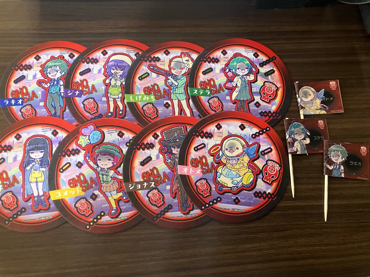 SusaDef's tweet photo. 【交換/譲渡】グノーシア コラボカフェ eeo トレーディング コースター グノ顔

譲）コースター:ジナ、ラキオ⭐️、しげみち、ステラ、夕里子、コメット、ジョナスオトメ
旗:ラキオ、ステラ、オトメ

求）通常レムナン >500円＋送料

💫現在現地 >郵送
💫「⭐️」は無印から同種お迎えください https://t.co/ANGgKEEwYH