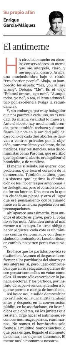 EGMaiquez's tweet photo. El paradójico y pedagógico meme viral antiabortista.

 https://t.co/R0UCuanBbR https://t.co/KSX3vgcAFQ