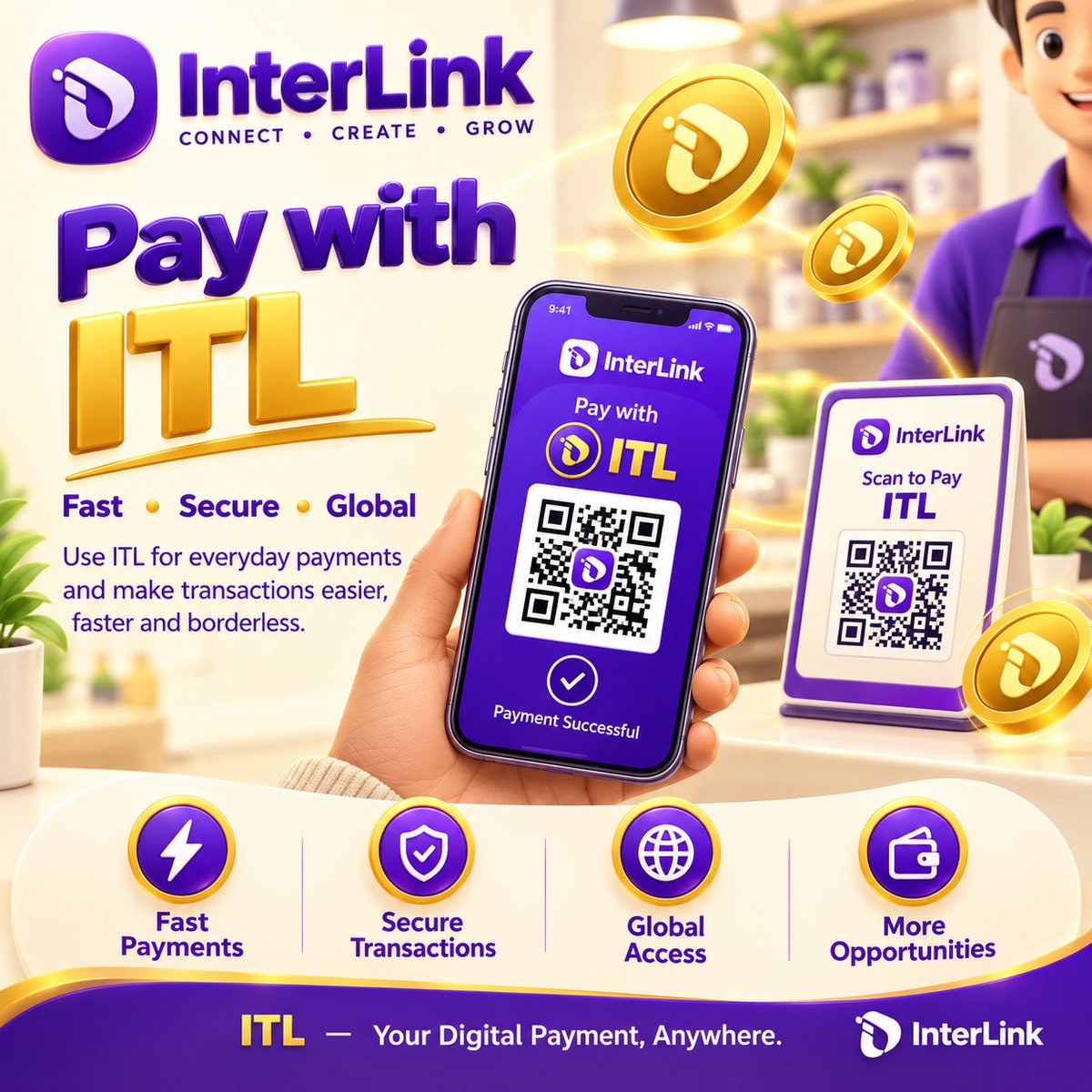 ekambaram143's tweet photo. 💳💜 PAY WITH ITL — FAST, SECURE & GLOBAL! ✨
Use ITL for everyday payments and make transactions easier, faster, and borderless! 🚀🌐
#InterLink #ITL #ITLG #PayWithITL #Web3Payments https://t.co/K3i615DpbZ