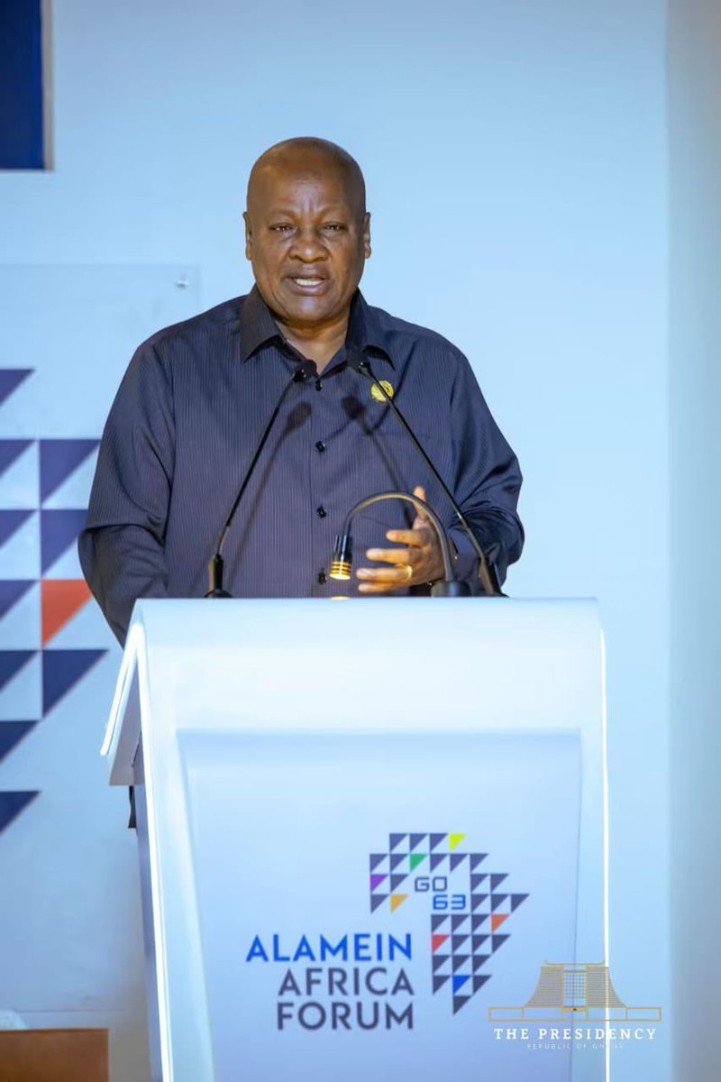GhanaPresidency's tweet photo. President John Dramani Mahama has called for a fundamental shift in how Africa approaches healthcare, urging the continent to treat health as an investable economic sector rather than a budgetary cost.

Addressing the Health Plenary of the Alamein Africa Forum in Egypt, President Mahama advocated increased investment in local pharmaceutical manufacturing, regional value chains and health innovation to strengthen Africa’s health sovereignty, create high-value jobs and reduce dependence on imported medicines and vaccines.

He highlighted Ghana’s Reset agenda, including the expansion of the National Health Insurance Scheme, Free Primary Health Care, the Ghana Medical Trust Fund, and efforts to strengthen domestic capacity in the production of health products.

President Mahama also called on governments, financiers, regulators and industrial leaders to work together to build resilient African health industries and secure the continent’s health and economic future.

#MahamaThePresident