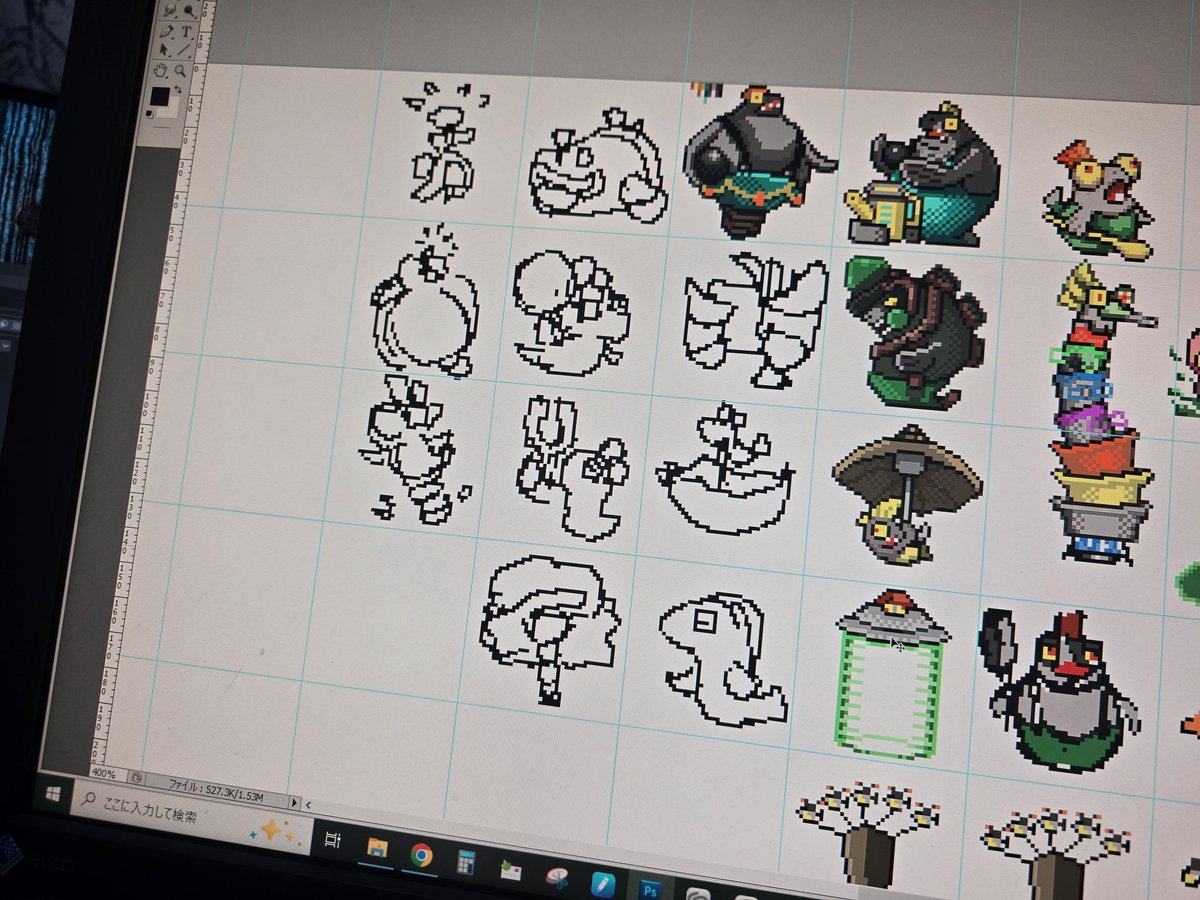 rukapons's tweet photo. スプラケットの新作用にレイダースのシャケちゃんたちをドット絵にしてる！
ポーズ考えるのも楽しい！

主にステッカーとかにする予定！ https://t.co/QYngp7Qd0R