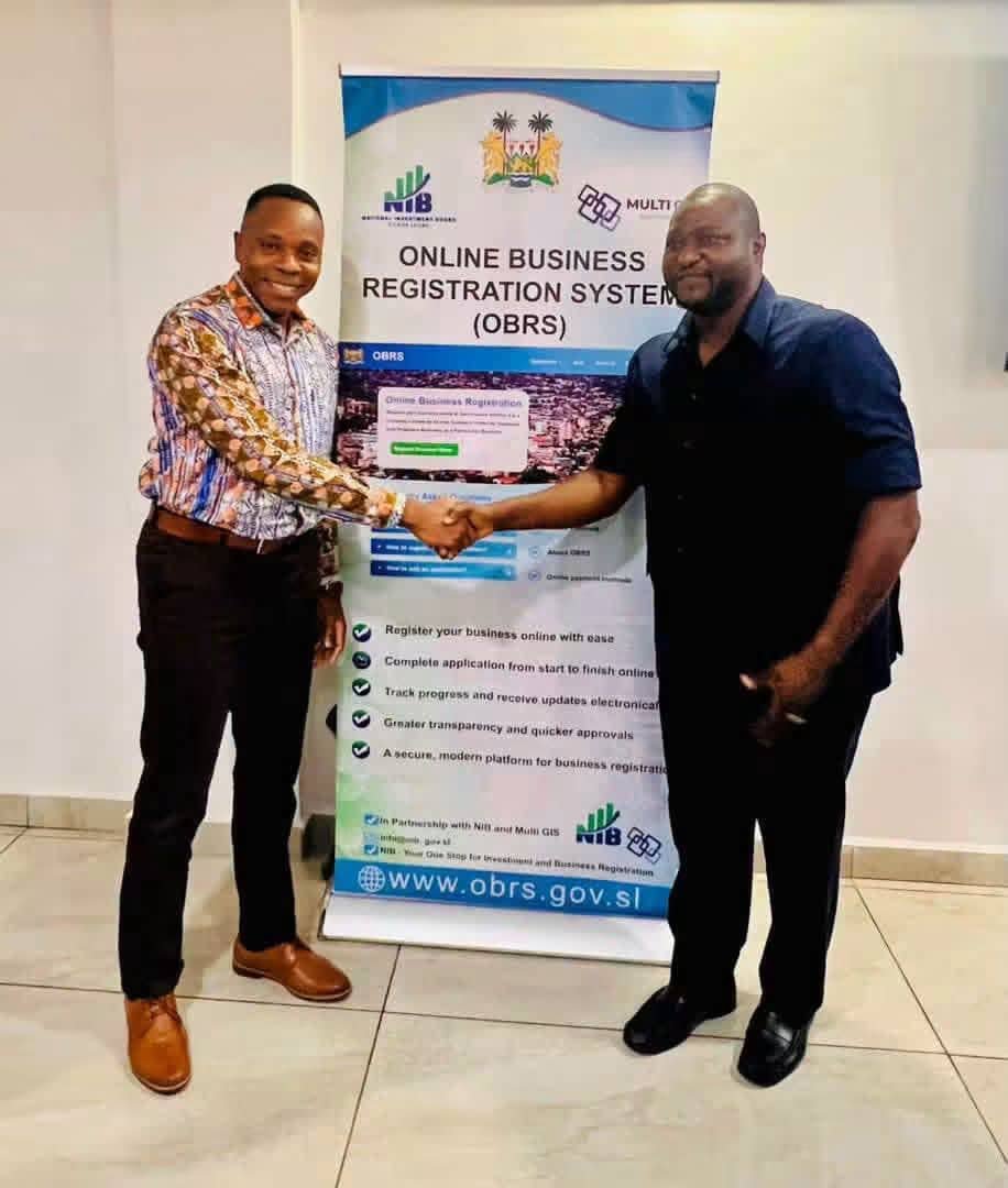 NIB_SL's tweet photo. NIB presented its One-Stop Digital Business Services Platform to Chief Minister Dr. David Moinina Sengeh, who commended it as a strong public-sector reform. The platform enables online business registration and  access to other corporate services. https://t.co/xnEdI2R1H9