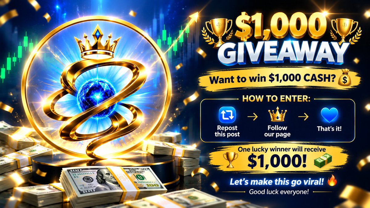 RegalyxOfficial's tweet photo. 🏆 $1,000 GIVEAWAY 🏆
Want to win $1,000 CASH? 💰
🚀 HOW TO ENTER:
🔄 Repost this post
👑 Follow our page
💙 That’s it!
One lucky winner will receive $1,000! 🏆💵
Let’s make this go viral! 🔥
Good luck everyone!
#Crypto #CryptoGiveaway #Bitcoin #Ethereum #Web3 #Blockchain #DeFi https://t.co/n4637NocGw