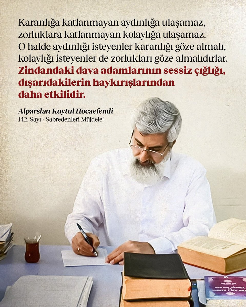 Furkanneslider's tweet photo. Her Pazar Bir Başyazı Okuyoruz 📝

Haksız bir şekilde tutuklu bulunan başyazarımız Alparslan Kuytul Hocaefendi ile aynı saatte okuma etkinliğine biz de katılıyor ve her pazar kendisinin bir başyazısını paylaşıyoruz!

#HocamlaOkuyorum

🖇 https://t.co/XFMGIFRzs5 https://t.co/xCuoOqjF4z