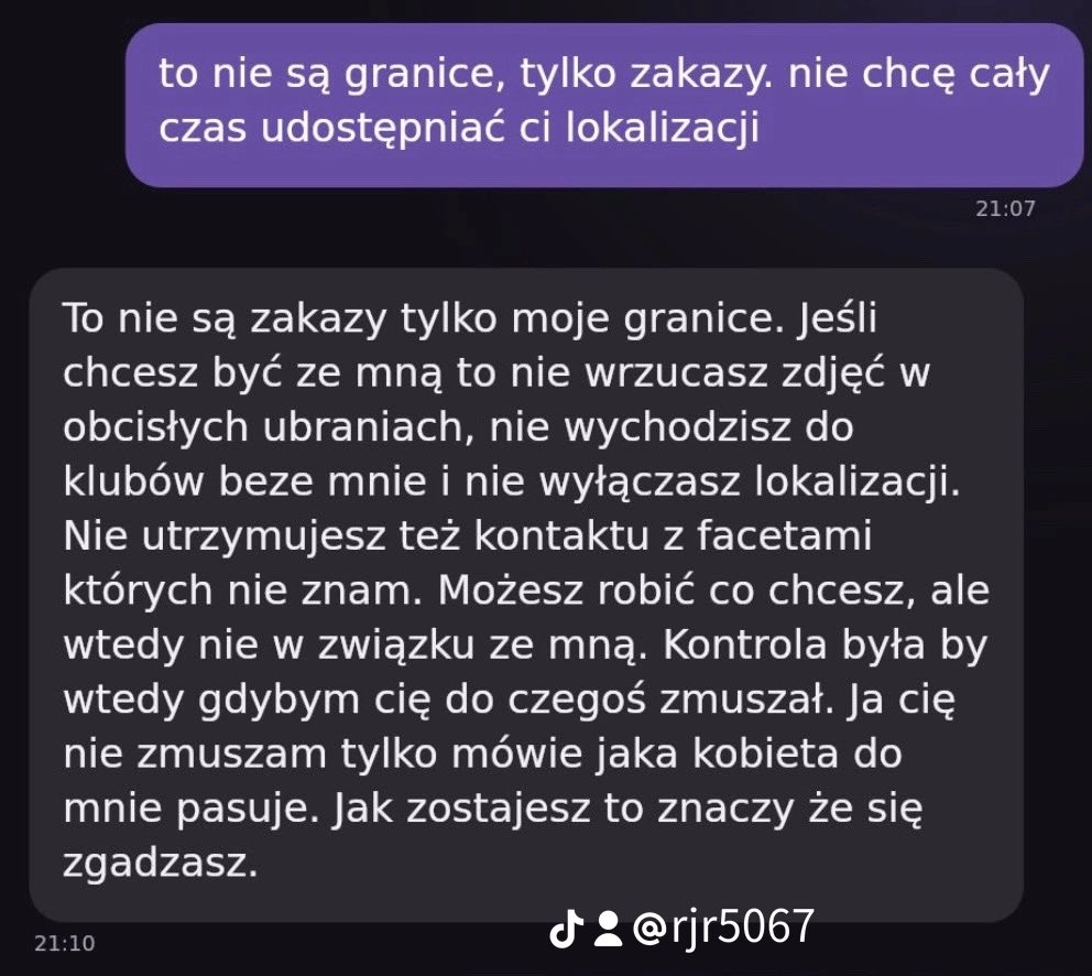 JRJ_95TT's tweet photo. Zakazuje jej klubów, obcisłych ubrań, wyłączania lokalizacji i kontaktu z facetami. Ale według niego to nie kontrola, tylko jego „granice” 🤡

Jedno słowo: GRANICE czy KONTROLA? 👀

#toksycznyzwiazek #redflag #manipulacja #zwiazki #relacje https://t.co/SkSNiuBpiL