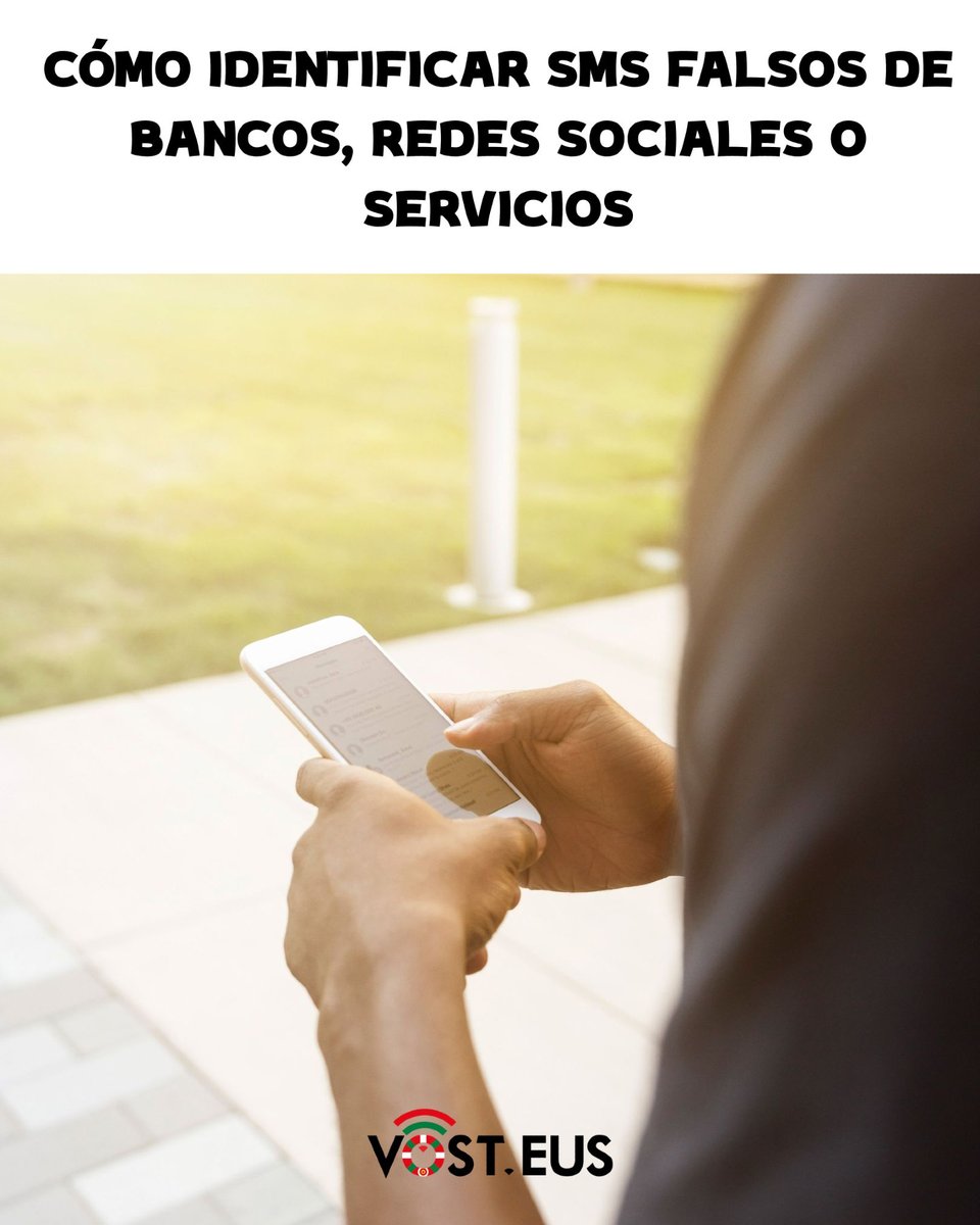 VOSTeuskadi's tweet photo. 📱 ¿SMS de tu banco, RRSS o un servicio?

🚨 Desconfía si pide:
🔗 Pulsar un enlace
🔐 Claves o códigos
💳 Datos bancarios o pagos
⏰ Actuar con urgencia

🛑 No pulses ni respondas. Comprueba siempre desde la app o web oficial.

#Ciberseguridad #Phishing #Prevención #Seguridad https://t.co/xSFFlKgNFP