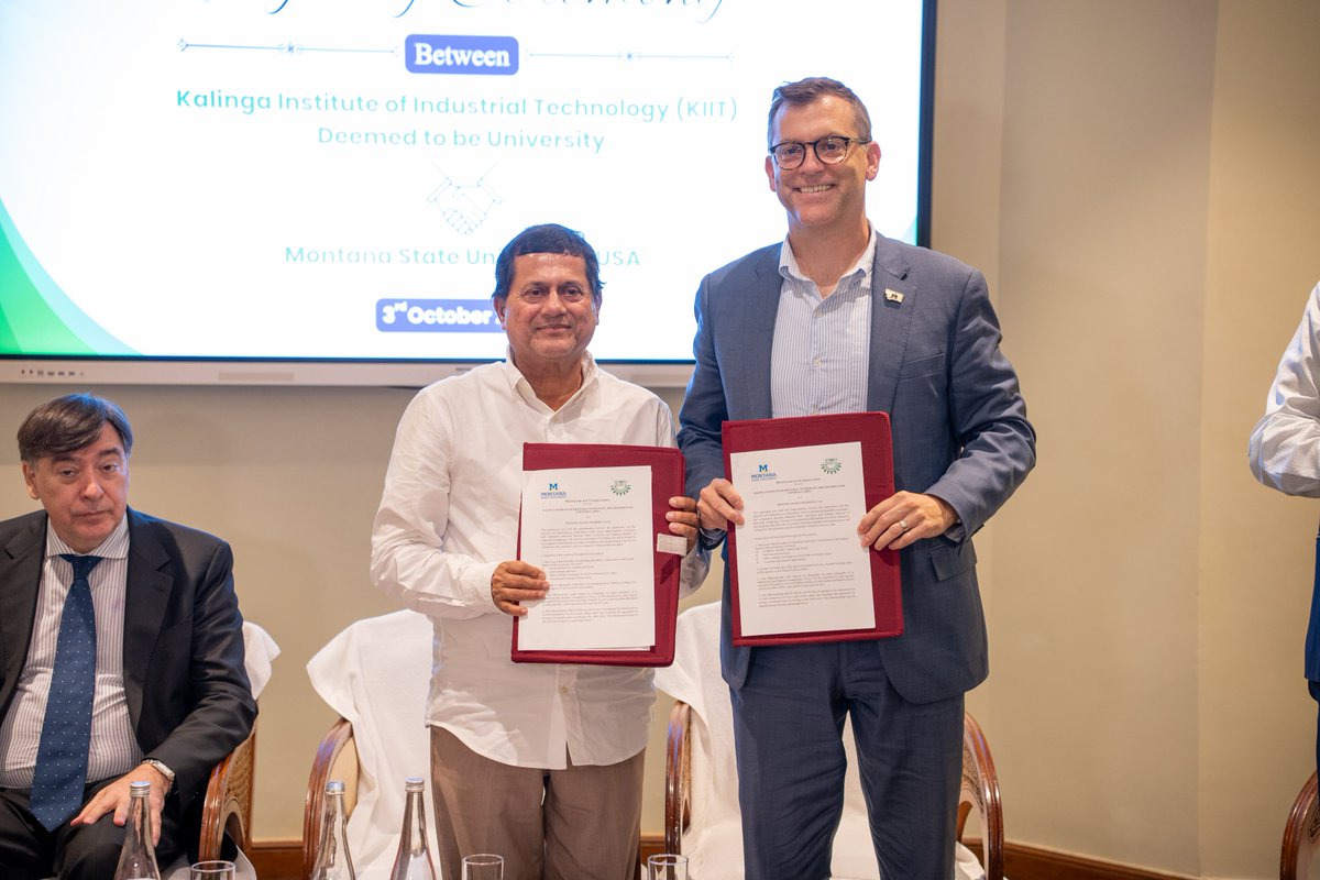 achyuta_samanta's tweet photo. Happy to share that KIIT has signed 4 MoUs during our 22nd Annual Convocation. Our new partners are Montana State University in the USA, the National University of Avellaneda in Argentina, the Union of Universities of Latin America and the Caribbean (UDUALC), and the Institute for Cultural Exchange and Economic Development of BRICS+ Countries (iBRICS+).

My heartfelt thanks to Dr Brock F. Tessman, President of Montana State University; Prof Jorge Fabián Calzoni, Rector of the National University of Avellaneda and President of UDUALC; and Mr Santiago Tangir, Executive Director for Argentina at iBRICS+, for their trust in KIIT. I was also very happy to have Mr Erik Federico Pérez Vega, Rector of APEC University, with us.

I hope these partnerships give our KIITians and teachers more chances to visit one another, learn together and work on research that helps people.