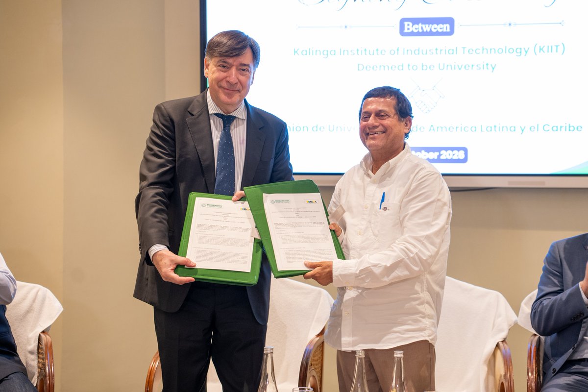 achyuta_samanta's tweet photo. Happy to share that KIIT has signed 4 MoUs during our 22nd Annual Convocation. Our new partners are Montana State University in the USA, the National University of Avellaneda in Argentina, the Union of Universities of Latin America and the Caribbean (UDUALC), and the Institute for Cultural Exchange and Economic Development of BRICS+ Countries (iBRICS+).

My heartfelt thanks to Dr Brock F. Tessman, President of Montana State University; Prof Jorge Fabián Calzoni, Rector of the National University of Avellaneda and President of UDUALC; and Mr Santiago Tangir, Executive Director for Argentina at iBRICS+, for their trust in KIIT. I was also very happy to have Mr Erik Federico Pérez Vega, Rector of APEC University, with us.

I hope these partnerships give our KIITians and teachers more chances to visit one another, learn together and work on research that helps people.
