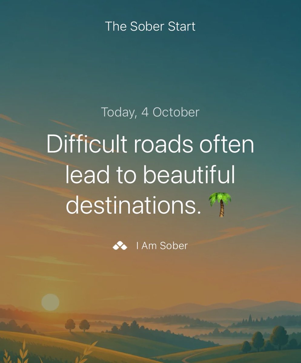Sober2026's tweet photo. Difficult roads often lead to beautiful destinations. 🌴 #iamsober https://t.co/3A1BdR1sdF