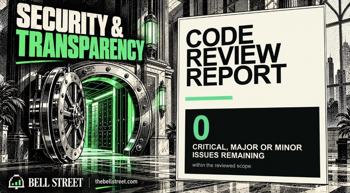 BellStreet_RH's tweet photo. Security and transparency are part of how we build Bell Street. 

Every update goes through a code audit before going live.

Our audit reports are publicly available on the website, so you can read the findings and see exactly what was covered.

→ https://t.co/grIPMfQy50 https://t.co/vMM7gBAXHY