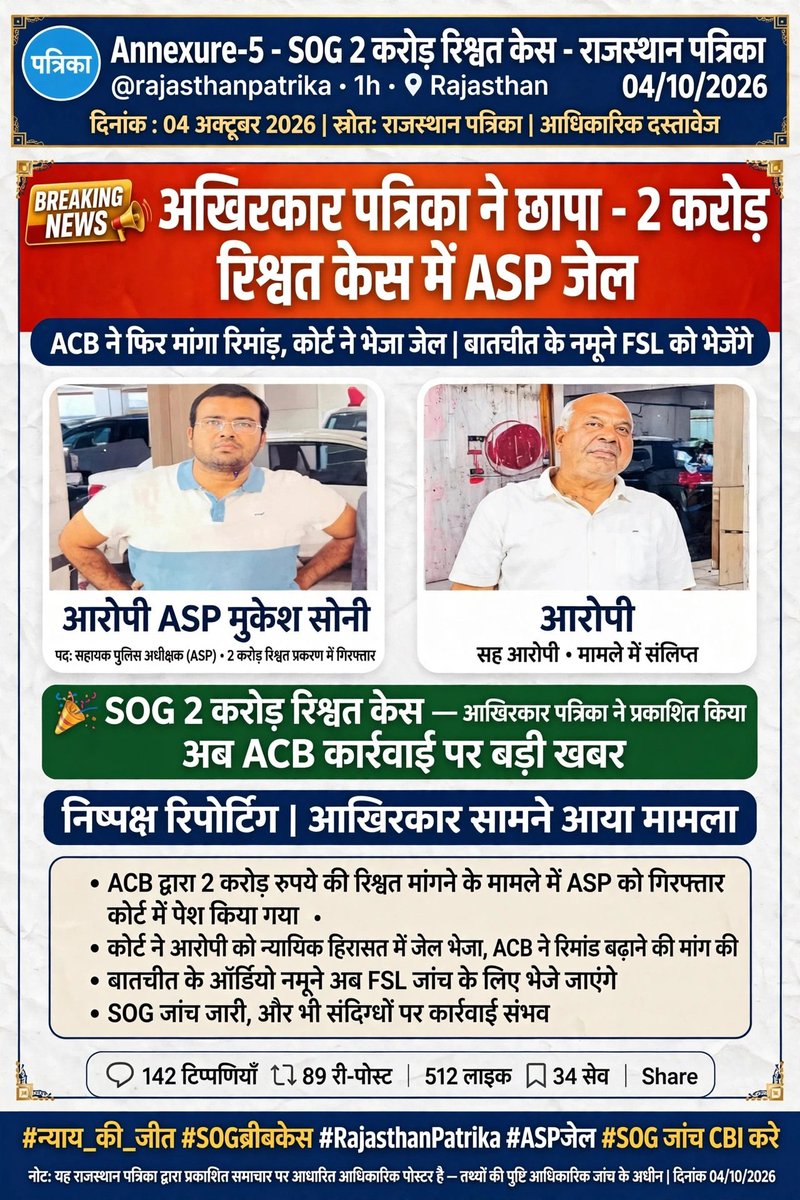 VedikVasudev's tweet photo. जाँच सीबीआई करे, ई डी को sog की जाँच दे, मोदीजी के सुशासन की कठोर नीति का कठोरता से पालना होंगी 
सख्त एक्शन लिए जायेगा https://t.co/EXxp75gmQW