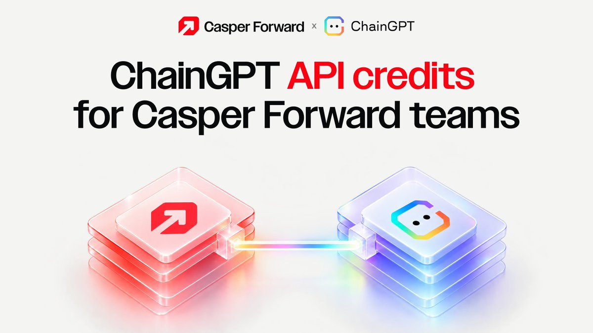 Casper_Network's tweet photo. New for Casper Forward: API credits from @Chain_GPT!

Teams in the programme get access to ChainGPT's AI tools while they take their prototype to production.

Thanks to ChainGPT for backing builders again after the Buildathon.

https://t.co/V3of0Xa569 https://t.co/EwaFQ9Q9nv