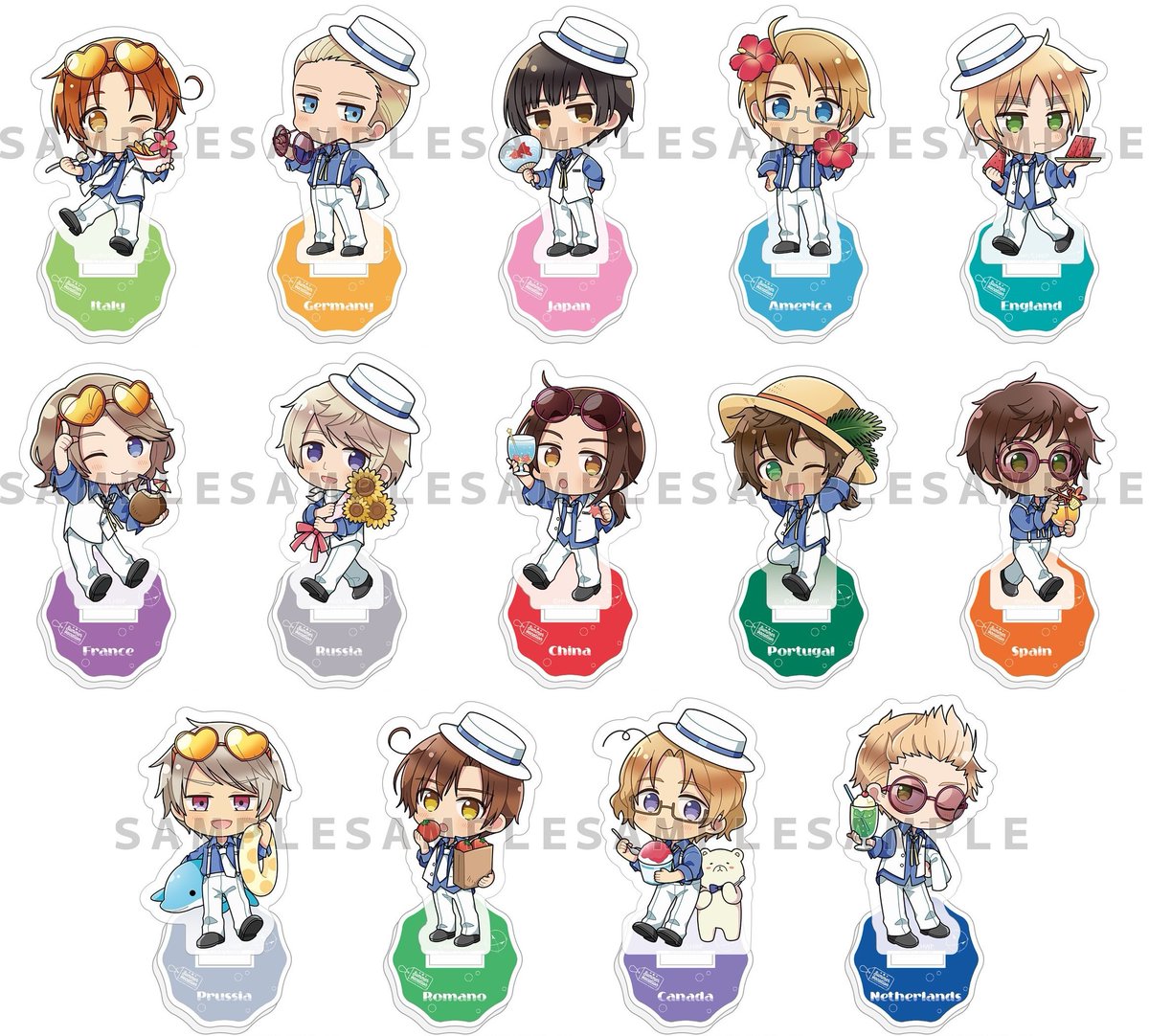 hetariagoods's tweet photo. 夏らしい衣装に身を包んだキャラクターたちがかわいい✨

【ヘタリア World★Stars アクリルスタンド サマー バケーション】

アニメイトオンラインで予約受付中！
https://t.co/D2ICuFJP10 https://t.co/2f2EScsxaB