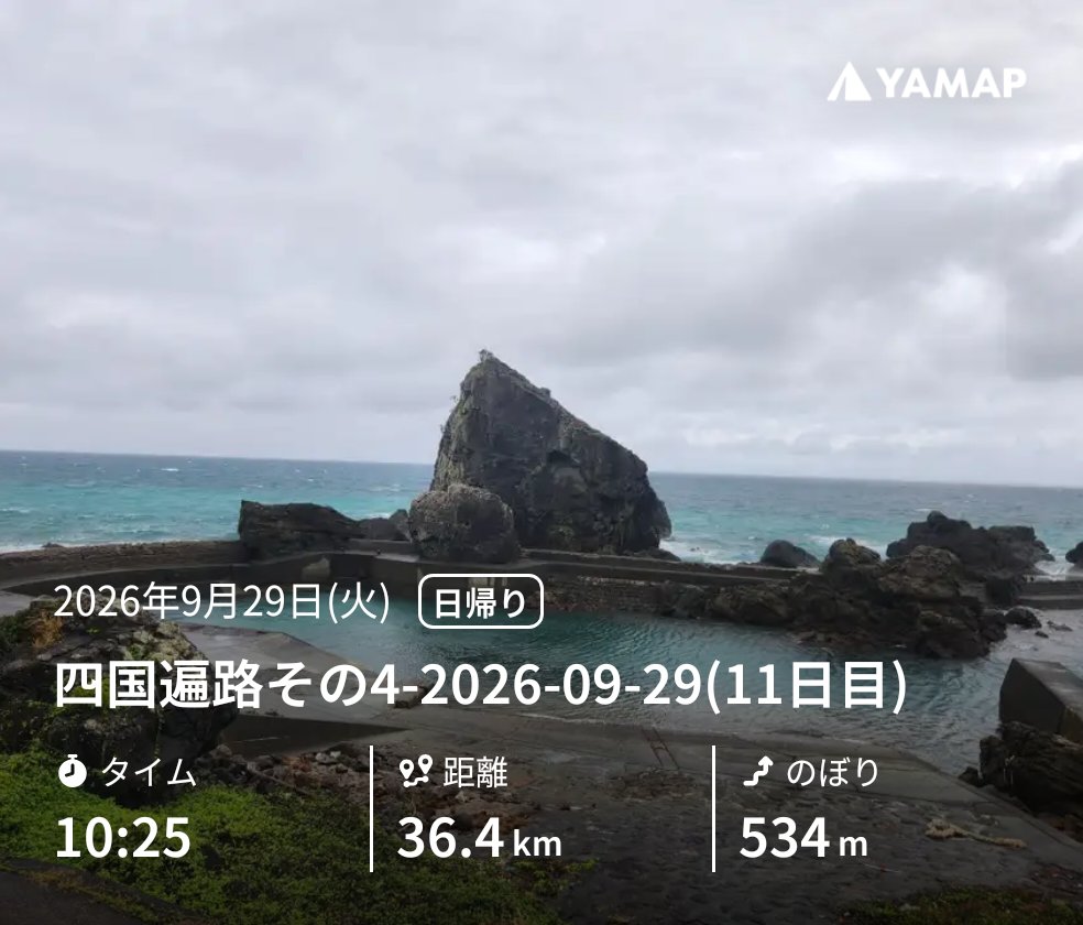 ukemenouter's tweet photo. 四国遍路その4-2026-09-29(11日目) https://t.co/56IR0wDxLM #YAMAP #山歩しよう https://t.co/Xo6lUhSgx3
