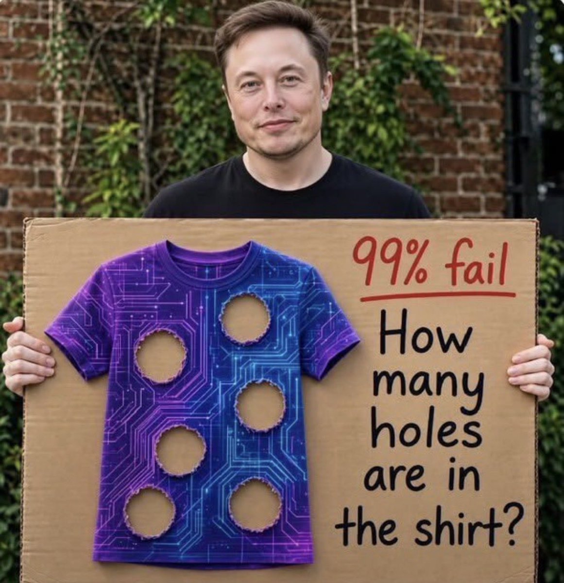X__owner_1's tweet photo. How many holes are in shirt? 

No one has been able to get correctly 

Winner gets 
$5000

Ends in 24 hours https://t.co/xVHSVYR6e8