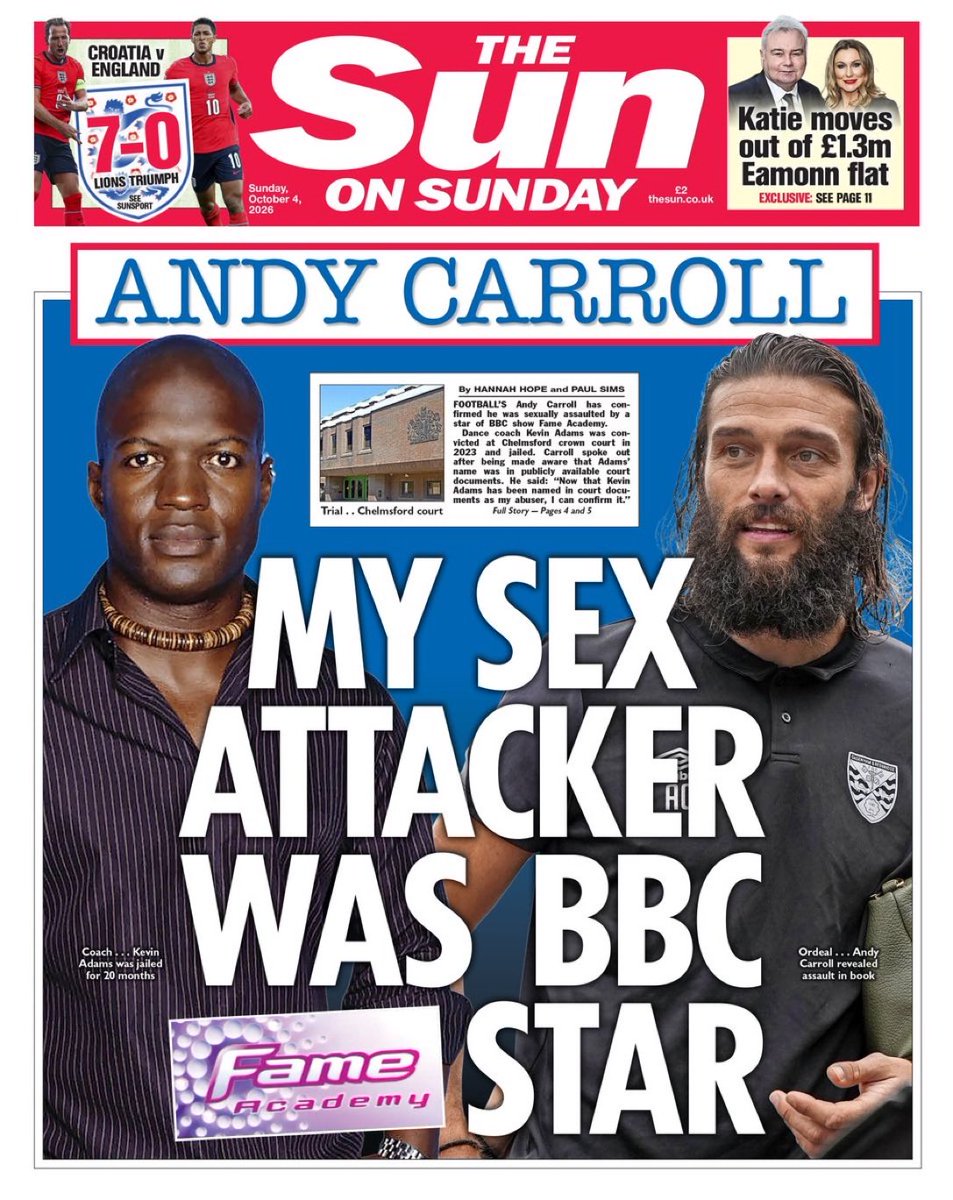 BenObeseJecty's tweet photo. Hugely brave of Andy Carroll to go public with the details of how he was sexually assaulted by Kevin Adams in 2019.

If it can happen to a famous, wealthy, robust 6’4” professional footballer it can happen to men and boys who would be considered to be far more vulnerable.

Last year I called on the Government to stop classifying male-on-male crimes like these as “crimes considered to be violence against women and girls” and to create a strategy for tackling sexual violence and abuse against men and boys.

I hope Andy Carroll’s courage in speaking up can highlight how any man can become a victim.