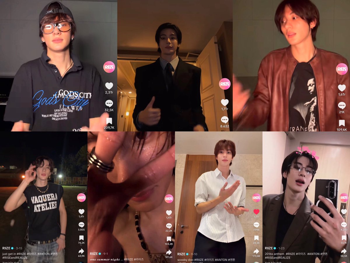 meongryongton's tweet photo. Top 7 RIIZE solo TikTok videos with 1M+ likes in 2026

🥇 ANTON — Jetski 1: 2.3M likes
🥈 ANTON — Gameboy: 1.7M likes
🥉 ANTON — Jetski 2: 1.6M likes
ANTON — Dracula Remix: 1.4M likes
ANTON — One Summer Night: 1.4M likes
ANTON — Scoopy Doo Papa: 1.2M likes
ANTON — 2016s Anthem: 1.2M likes

All 7 are #ANTON solo videos. May good things always come to Anton 🥺🍀🙏