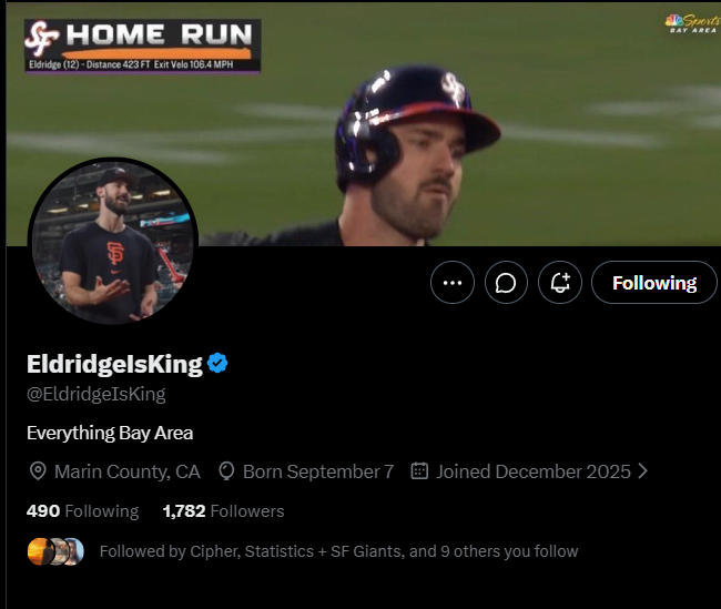 Brillianncee's tweet photo. @SFGiants2026 @EldridgeIsKing Thankss, Manifesting the win heree🤞 https://t.co/slMFCGeRYZ