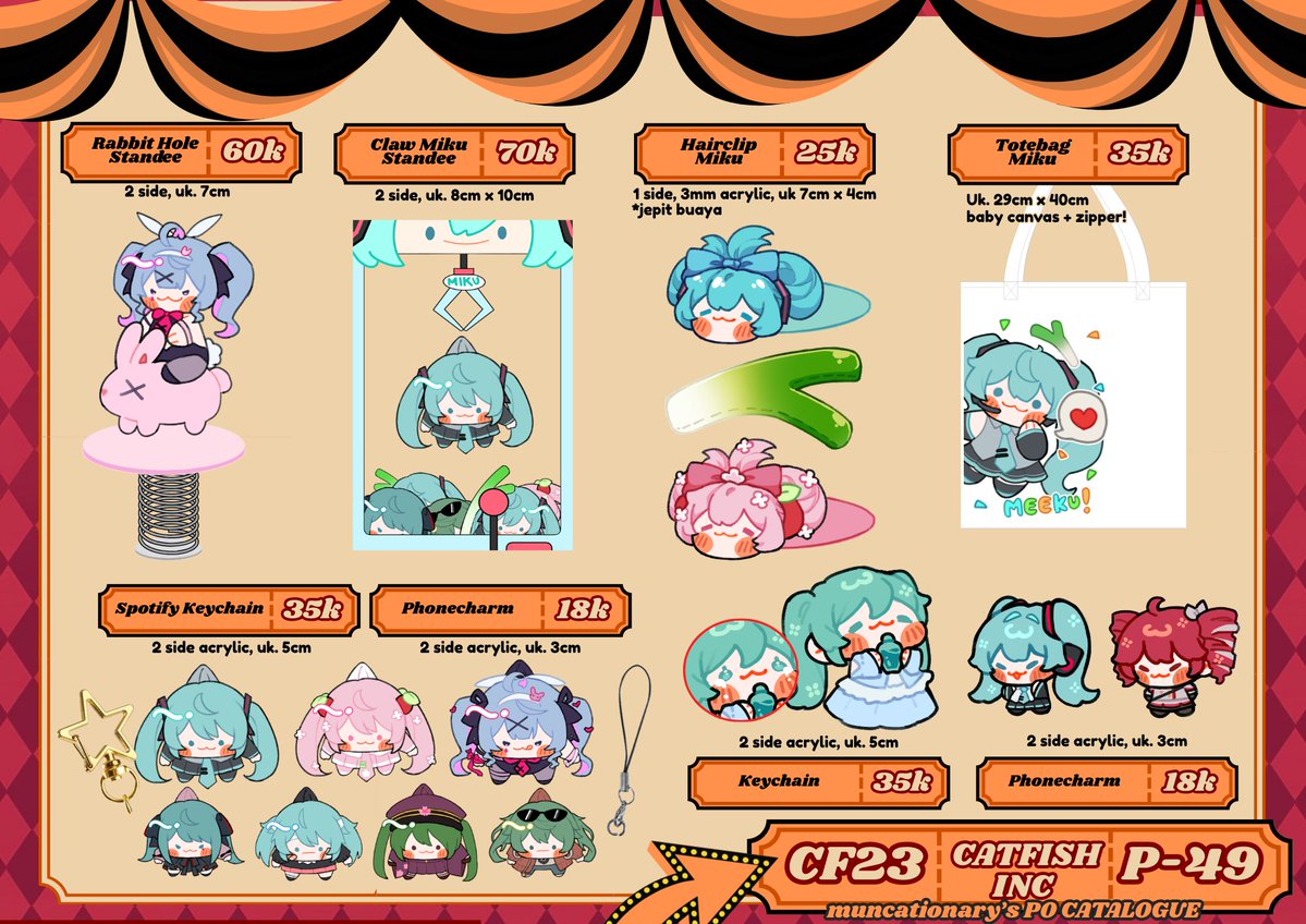 muncationary's tweet photo. [RT n ♥️ appreciated]
#CF23 #cf23catalog Preorder!

🗓️Close 9 Oct
🛒Mail + OTS 2 Days
🔗https://t.co/JhHkWBbgYL
+CUSTOM MERCH GIVEAWAY!

💖 Vocaloid, ORV, GSGW, Umamusume, ALNST, ZOMBST, Proseka, Frieren, Homicipher, Apothecary Diaries, Sacabambaspis, Hollow Knight, Silent Hill F https://t.co/bGIj1U4OlK
