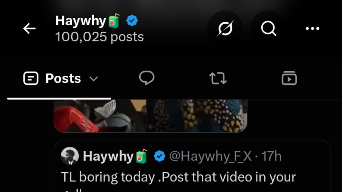 Haywhy_F_X's tweet photo. 100k post and I never get one banger tweet 
Algorithm wetin I do you na 😤 https://t.co/uzKo0jppsy