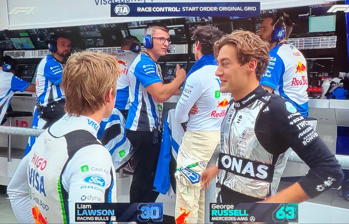 russellatte's tweet photo. george is so bored he's going to every team to chat 😭 https://t.co/Rg714QJu8P