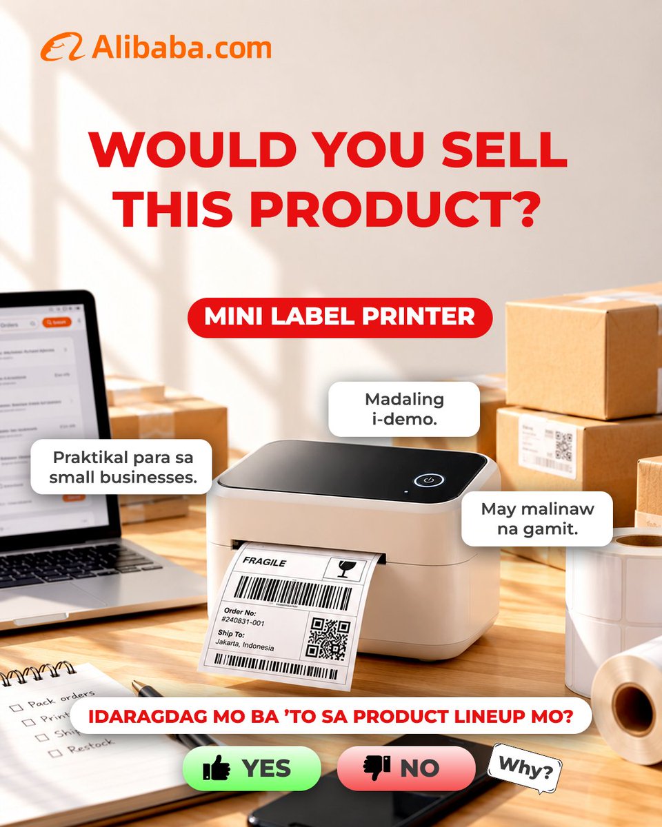 AlibabaSEA_'s tweet photo. Just because a product is useful doesn’t mean it will sell. Check the market, customer value, and reason to buy.
💡 Would you sell it? Comment YES or NO + WHY?
#AlibabaCom #ProductDiscovery #SmartSourcing #BusinessIdeas https://t.co/YRhmAQmIfc