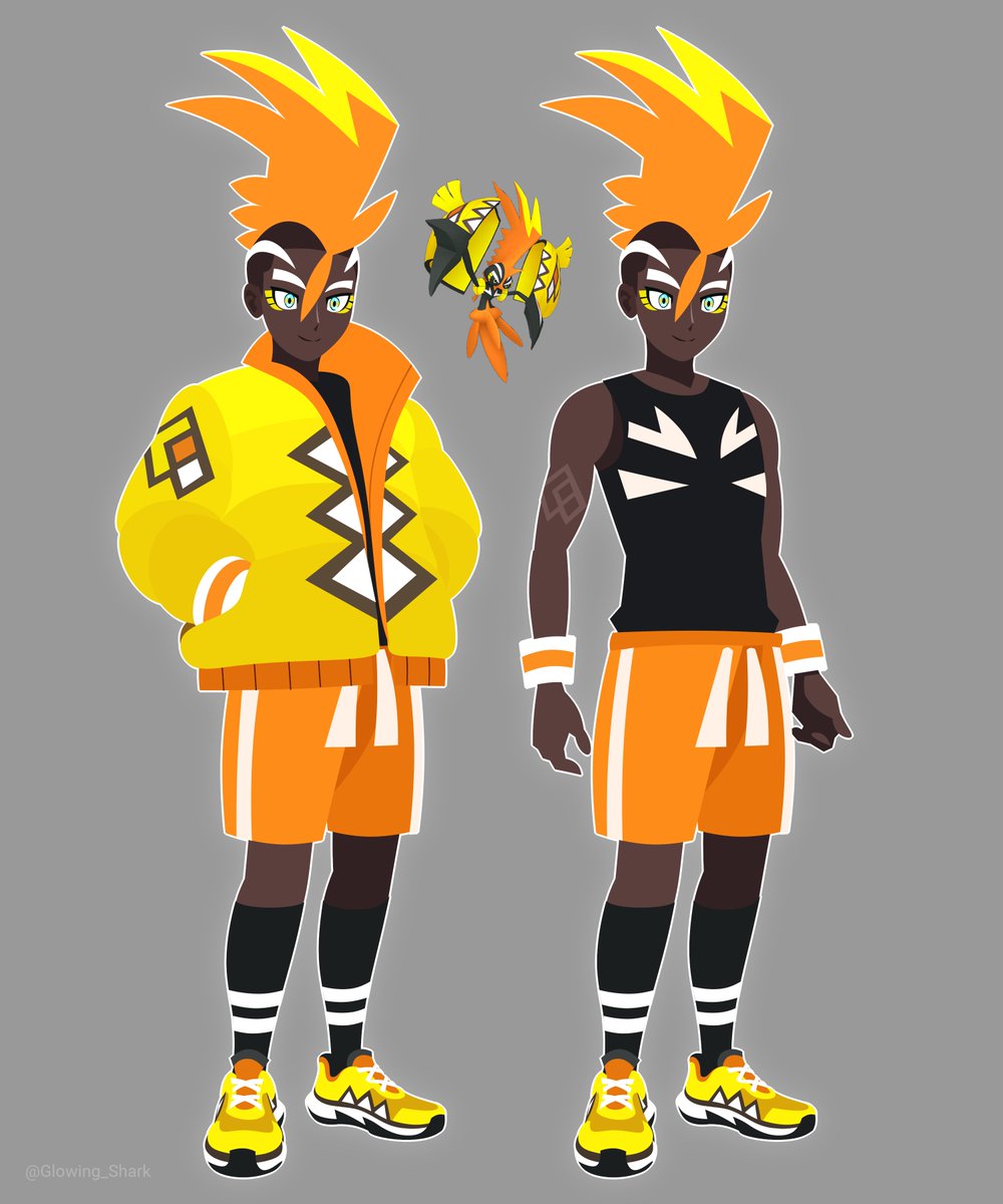 Glowing_Shark's tweet photo. Gijinkas for Tapu Koko and Tapu Bulu! 
an athlete and chef-farmer! 😁✨ https://t.co/YhWl1qHPn7