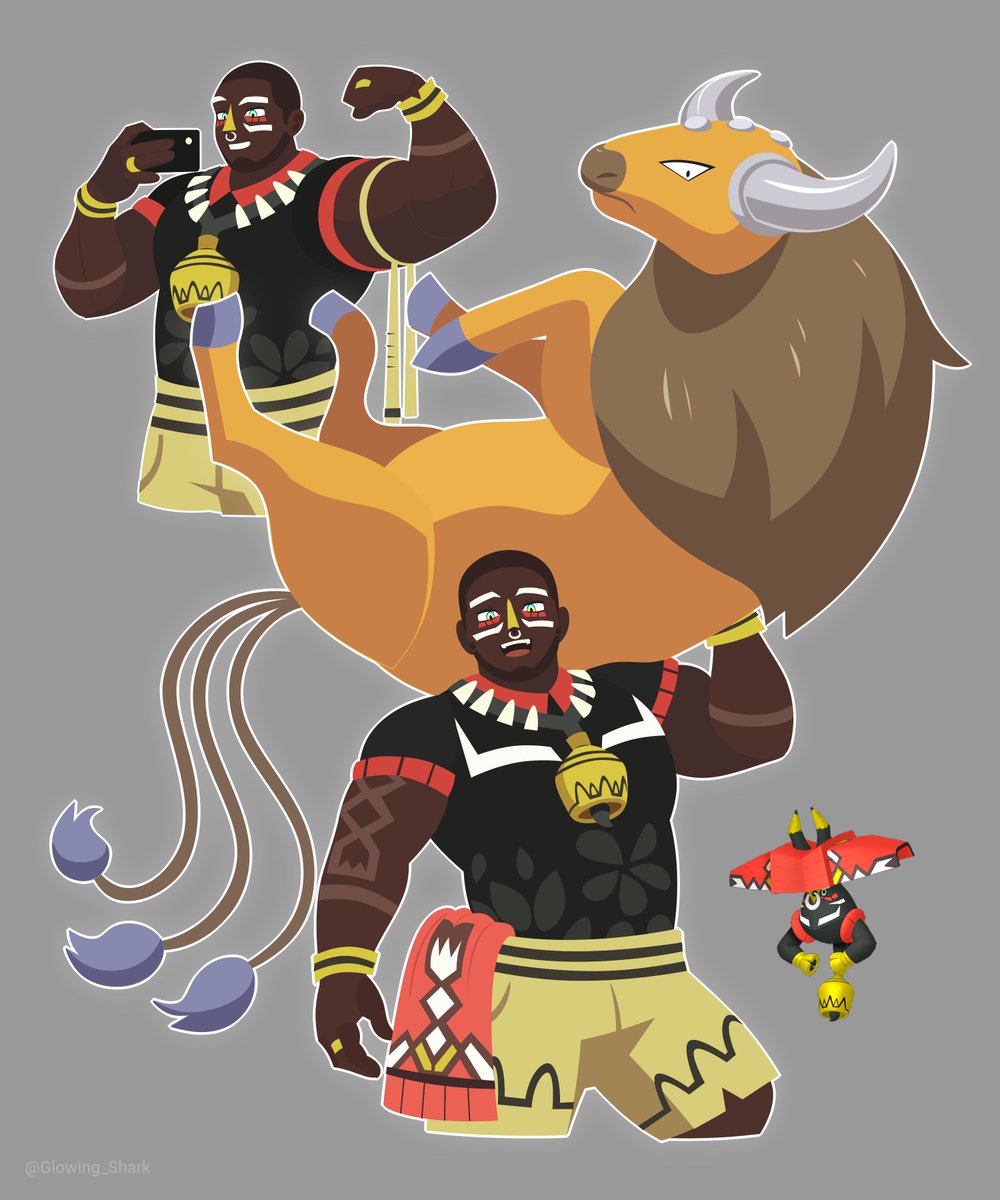 Glowing_Shark's tweet photo. Gijinkas for Tapu Koko and Tapu Bulu! 
an athlete and chef-farmer! 😁✨ https://t.co/YhWl1qHPn7