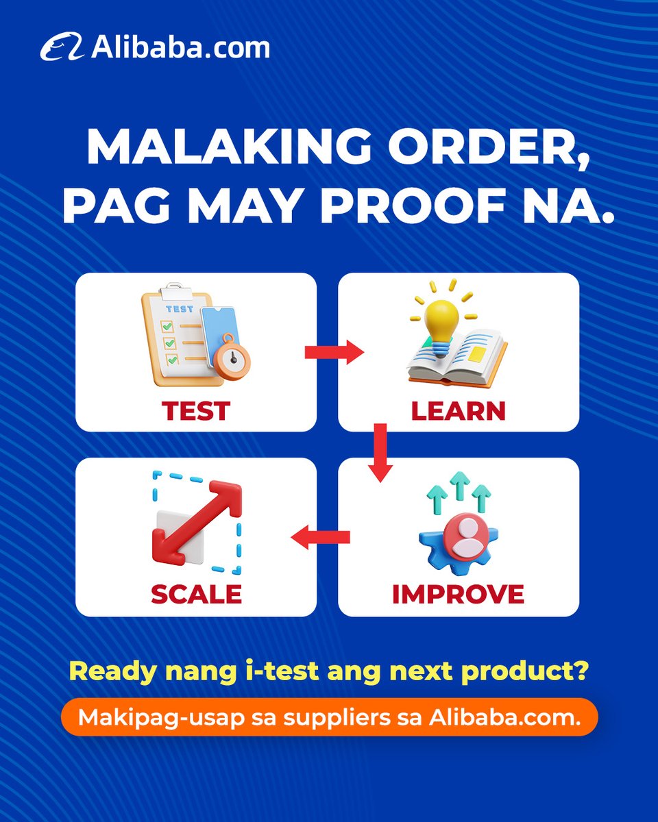 AlibabaSEA_'s tweet photo. Your first order doesn’t have to be big. Test the demand, quality, and product first before scaling.

💡 Start small. Test. Learn. Then scale with confidence on https://t.co/Jam8Djxqqa.

#AlibabaCom #SmartSourcing #BusinessGrowth #SourcingTips https://t.co/IEUkePr7ac