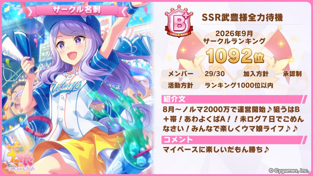 K805976871's tweet photo. [ウマ娘 プリティーダービー]
サークルメンバー募集中だよ。一緒にウマ娘を楽しもう！
https://t.co/8AkCg0Njzd
#ウマ娘 #ゲームウマ娘 #ウマ娘サークルメンバー募集
ノルマ朝飯前の人希望、興味のある方はリプください https://t.co/Dr7BefRSwS