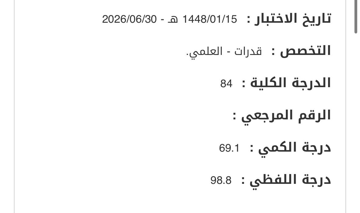 uumnno's tweet photo. طبعًا هذي اخر درجه جبتها بالقدرات بمذاكره ١٣ يوم
وهي المحاوله الثالثه
وكل المحاولات اللي اختبرتها درجاتي بالكمي سيئه
ف قررت ابدا بالكمي من الصفر ومع اينشتاين https://t.co/IxSph6ClFb