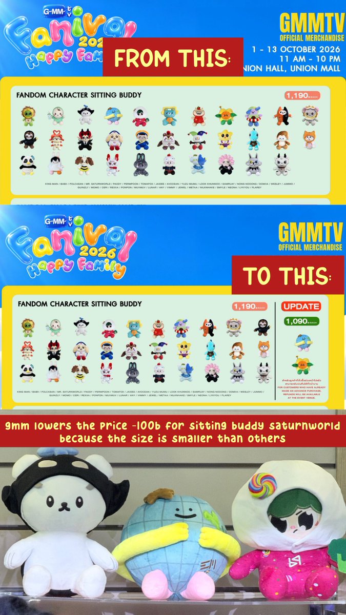 formetawins's tweet photo. summary of what GMMTV did to merchandise earthmix and mr. saturnworld on fanival happy family 🥲🙏🏻 https://t.co/uCdaKACRoi