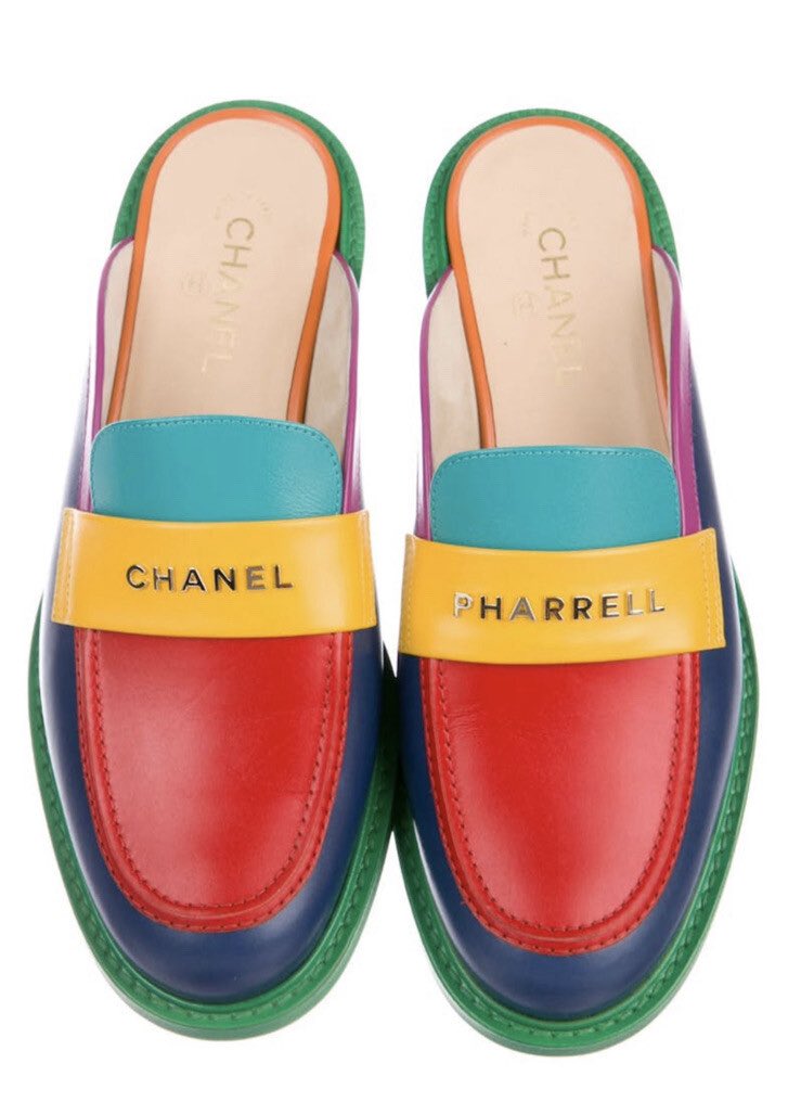 DodoFits's tweet photo. Chanel x Pharrell Williams Multicolor Mules https://t.co/M6BYRA6544