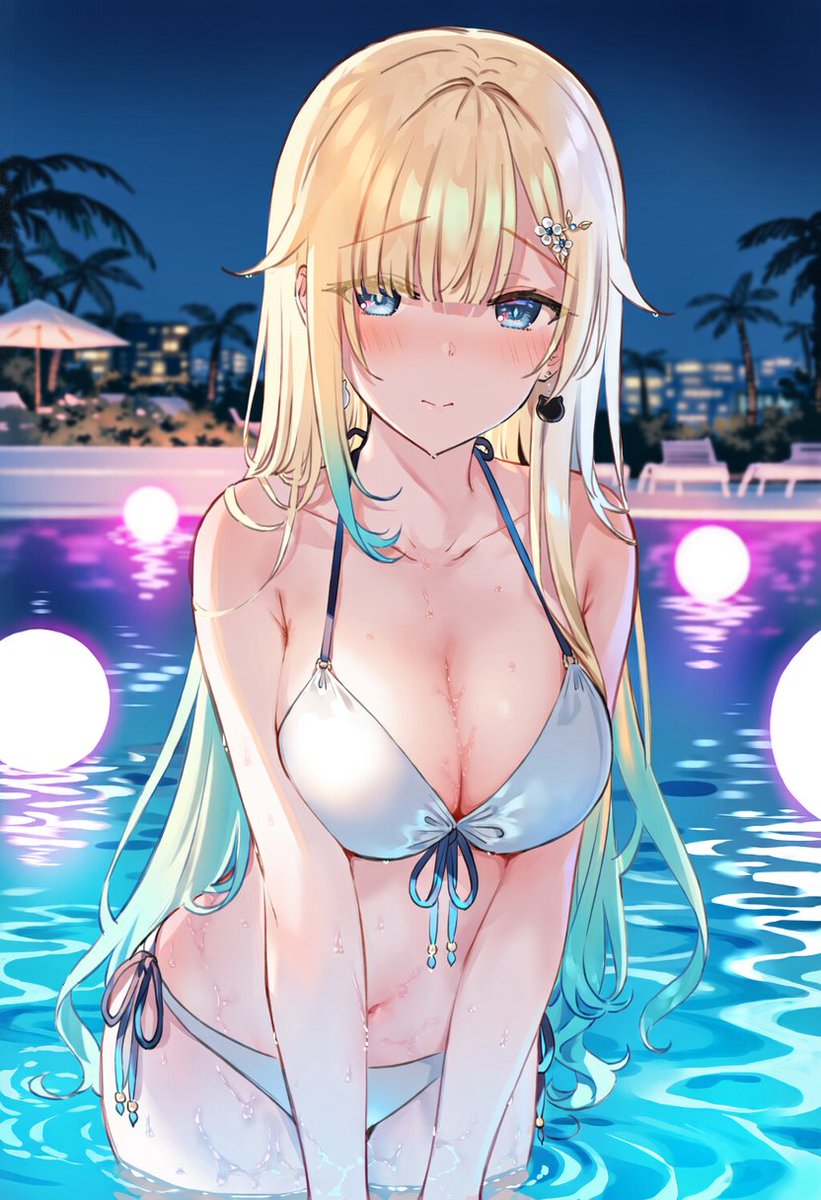 SamezameRe's tweet photo. 藍沢エマ　プール、楽しいね♪
SFW #AIイラスト #AIart #ぶいすぽっ https://t.co/fuKwIuSG6j