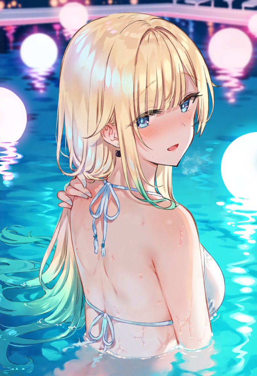 SamezameRe's tweet photo. 藍沢エマ　プール、楽しいね♪
SFW #AIイラスト #AIart #ぶいすぽっ https://t.co/fuKwIuSG6j