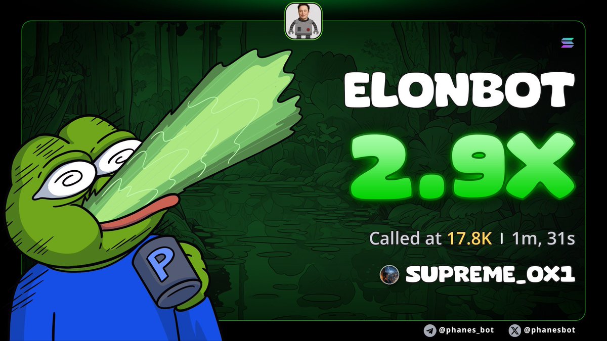 Supremex099's tweet photo. 2.9x profit on $ELONBOT 

DJRQfCMWYDgtFuMxDxNUXczAd1jMr655mbY1E65ppump https://t.co/w7MCQkGswW