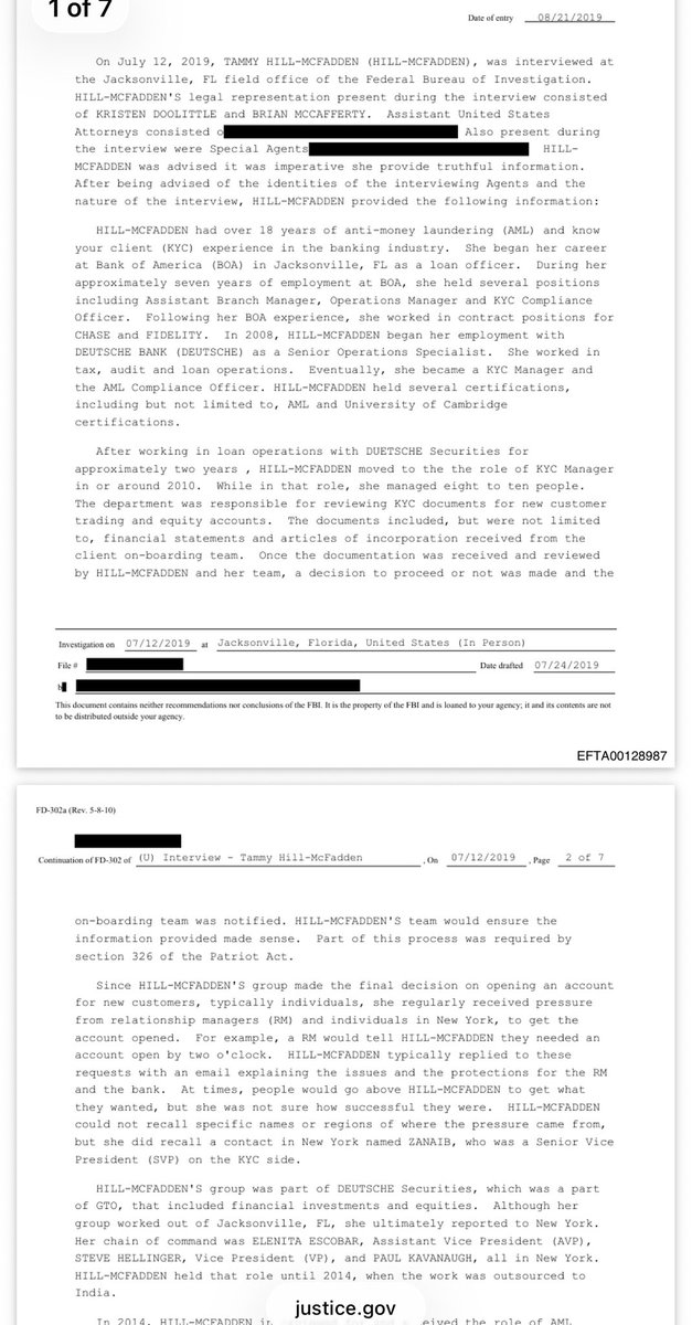 jakeshieldsajj's tweet photo. This is in the Epstein files about Jared Kushner and Jeffrey Epstein 

A whistleblower who worked at Deutsche Bank went to the FBI after she uncovered a massive money-laundering plot

When she brought this to the head of her bank she was fired

It seems the FBI also ignored it https://t.co/oOSWKOnpSC