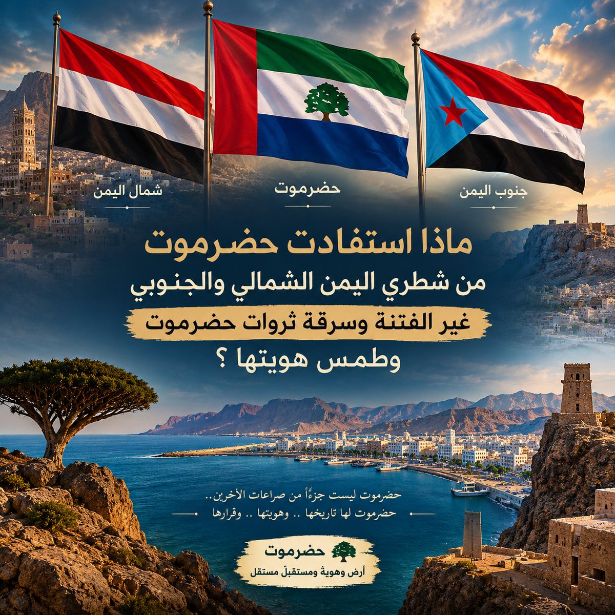 _oo010oo_'s tweet photo. حضرموت ليست نسخة من الشمال، ولا امتدادًا للجنوب، ولا تابعًا لصراعات اليمن السياسية.

حضرموت لها تاريخها، وهويتها، وأرضها، وشعبها، وإرثها الحضاري الممتد عبر القرون.

ما يجمعها بالآخرين لا يلغي خصوصيتها، وما فُرض عليها من مشاريع سياسية لا يمحو هويتها.

��تبقى مستقلة بعيدا عن اليمننة https://t.co/dNG9KkgsYj