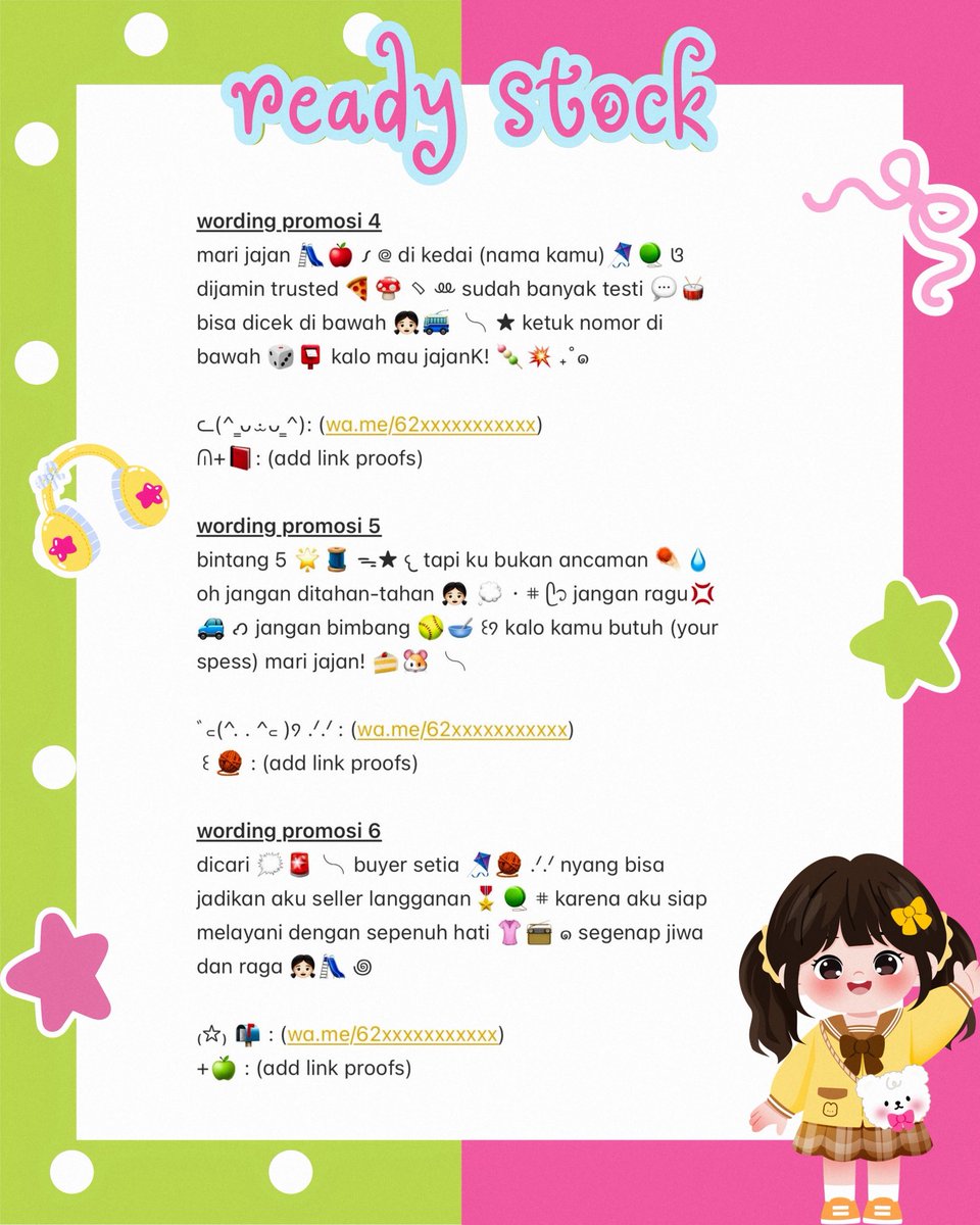 edenlunelle's tweet photo. help repost? thankyou ! 🍏🥖𓂅

hellOu s🅾️bat, luNe hadir membawa wording promosi yang bisa ditake only 5.5OOO coin dan bio wording kidcore / jamet / cute / windah yang bisa ditake only 3.5OOO coin. take bundle dapet diskon Yhh. ⭐️_____⭐️

#zonauang #zonaba https://t.co/9ro4io7USY