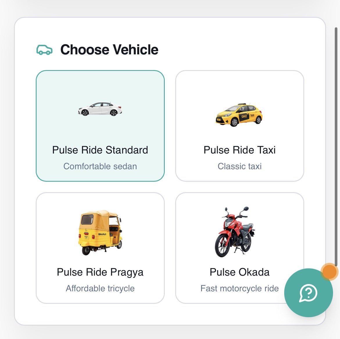 EnzoraGroup's tweet photo. 3. Choose vehicle type. Available rides
    Standard ✅ 
    Taxi ✅ 
    Pragya ✅ 
    Okada ✅ https://t.co/GwI0NtqIZT