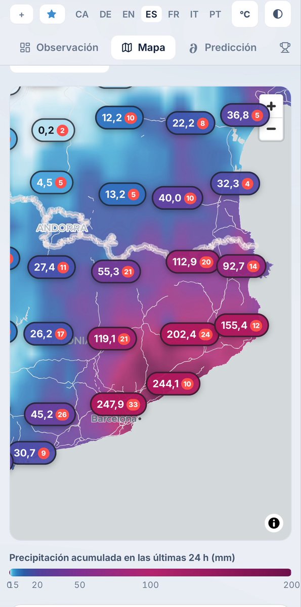meteolabx's tweet photo. Consulta en meteolabx el mapa de precipitación acumulada de las últimas 24 horas. Destacan los 247,9 mm de #granollers 

https://t.co/iSuxH5mKSV https://t.co/m0hWQgShSm