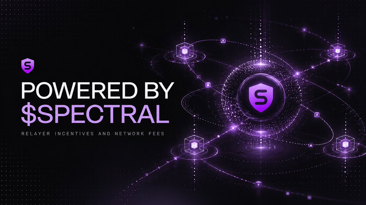 SpectralPay's tweet photo. $SPECTRAL is tied to network participation.

Relayers earn for carrying and verifying authorization proofs across the protocol. Governance, fee shielding, and the protocol treasury extend that role beyond a simple reward token.

As private payment activity grows, the network has more proofs to process and more infrastructure to coordinate.

$SPECTRAL powers the operators behind that system.