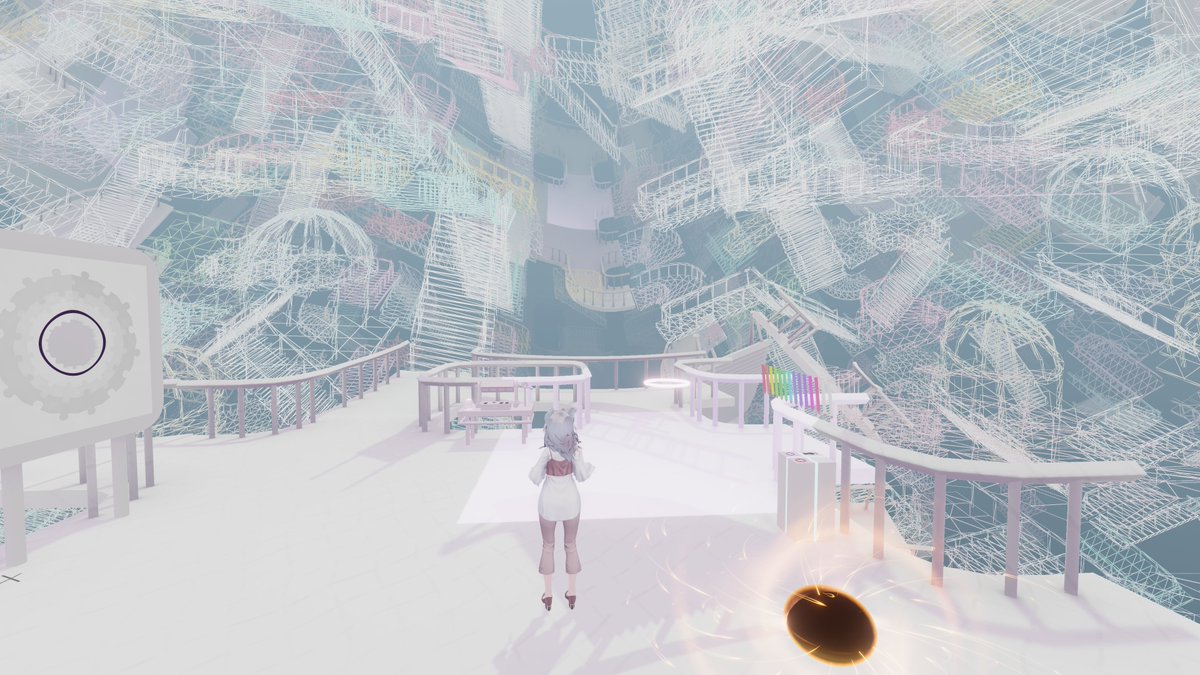 choco_kk_nono's tweet photo. ワールド：Vestigia Orbis - By ちゅーたな
https://t.co/6igAQW2JSm

ループする歪んだ空間
歩くと音がなって時々ランダムに足場が入れ替わりました

綻びを見つけて持ち帰ると空間をまっすぐに直せました
自分で好きに足場を変えれるのもよいですね

最近の #VRChat https://t.co/3hm985cDir