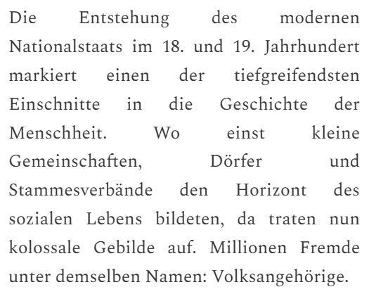 funkaufklaerer's tweet photo. Der Nationalstaat: Er wird als Errungenschaft der Moderne gefeiert. Doch rückblickend stellt man fest: Er hat Wunden aufgerissen, die bis heute grösser geworden sind. Aus der Gemeinschaft gerissen, kämpft der Mensch als Individuum seither um seinen Platz im gigantischen Gebilde. https://t.co/y7oCZiWKVu