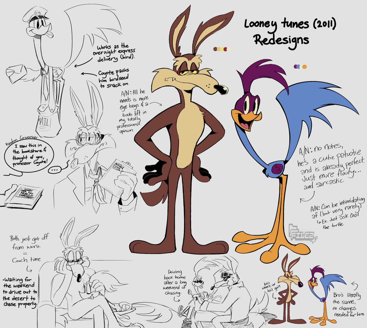 moto_komodo's tweet photo. There’s nothing really new about these redesigns, I just wanted to give my hand at doodling these two in this style (and you will never catch me doing it again… maybe, It’s actually fun but my wrist hurts)

#looneytunesshowㅤㅤㅤ #coyotevsacmeㅤㅤ #wilerunner #wileroadㅤㅤ https://t.co/cwTpFIZP95