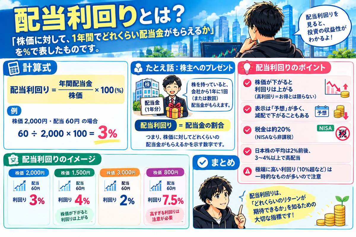 calpis_fx's tweet photo. 株初心者が覚えるべき単語『配当利回り』🔰
一つ一つ覚えて自分の財産にしていきましょう✅
 #配当利回り #株初心者 #資産運用 #高配当 https://t.co/cPt15FHekg